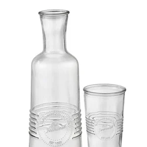 APS Glaskaraffe 1,0 Liter Mit Trinkglas 300 Ml Im Old-Fashioned Design 21