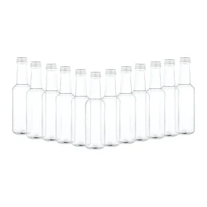 Null 12er Set Glasflasche Dorica 250 Ml + Schraubverschluss Silber Mit Goldrand Aluminium PP 31,5 Zum Abfüllen Von Essig & Öl, Sirup, Most + Saft 13