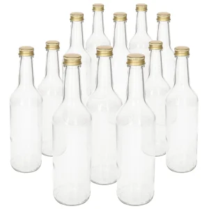 Null 6er Set Geradhalsflasche 500 Ml + Schraubverschluss Gold 11