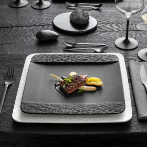 Villeroy & Boch Speiseteller Quadratisch Manufacture Rock In Schwarz 8